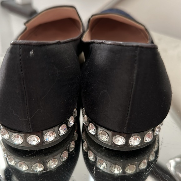 MIU MIU EMBROIDERED SLIP ON RHINESTONE LOAFER - Picture 2 of 4